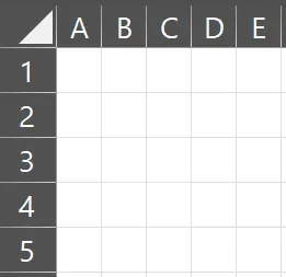 На изображении фрагмент электронной таблицы в Excel с сеткой из ячеек.  Столбцы обозначены буквами A, B, C, D, E, а строки — цифрами от 1 до 5.