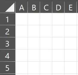 На изображении фрагмент электронной таблицы в Excel с сеткой из ячеек.  Столбцы обозначены буквами A, B, C, D, E, а строки — цифрами от 1 до 5.