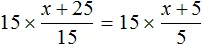x+25 na 15 ravno x+5 na 5 equation step 2