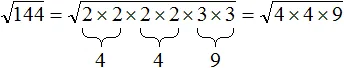 корень из 144 шаг 2