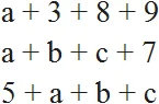 буквенные выражение a+3+8+9 a+b+c