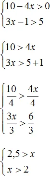 10-4x b 0 3x - 1 b 5 step 2