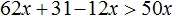 62x plus 31 - 12x b 50x step 1