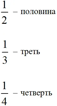 половина треть и четверть