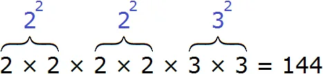 разложение числа 144 на множители 3