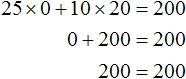 pri x ravno 0 y ravno 20 25x plus 10y ravno 200