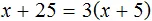 x+25 na 15 ravno x+5 na 5 equation step 4