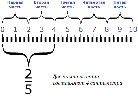 две части из пяти составляют четыре сантиметра