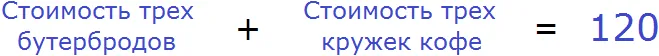 стоимость бутербродов и кофе схема