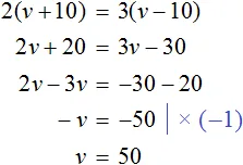 2v plus 20 ravno 3v minus 30 step 1
