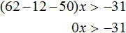 62x plus 31 - 12x b 50x step 3