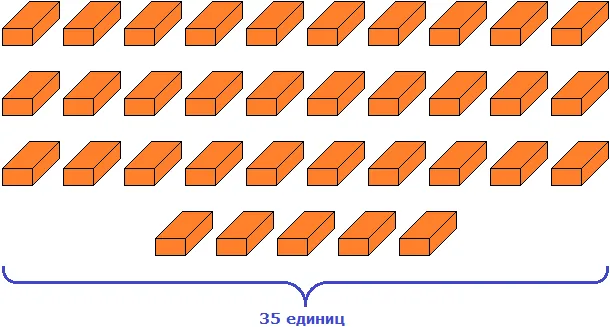 35 кирпичей в единицах