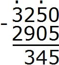 3250 минус 2905 на 5 step 1