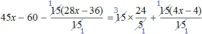 3x - 4 - 4 na 7x - 9 na 15 ravno 4 na 5 na 6 plus x - 1 na 3 step 5