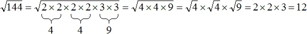 корень из 144 шаг 3